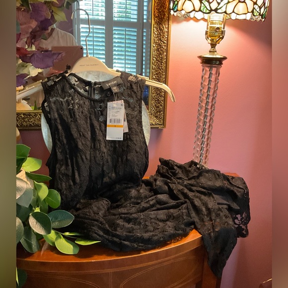 Karen Kane Long Fitted Sleeveless, Lace, Dress in BLACK. Size S NWT’S - Picture 6 of 9